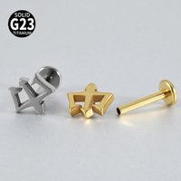 Piercing de mode en Titane F136, motif Trident de Neptune imposant, barre plate à filetage interne, pour l'oreille et le lèvre