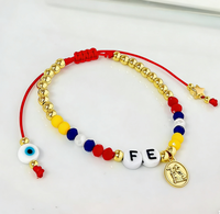 Bracelet artisanal en cuivre perlé pour femmes, bracelet en cordon coloré avec breloque carte du Venezuela, bijou ajustable, cadeau