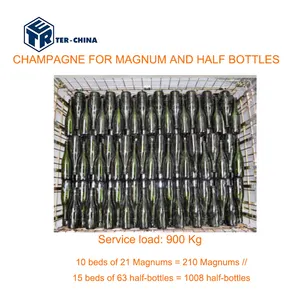 Magnum e mezzo contenitore di conservazione per bottiglie di vino elegante e attrezzature per il carico e lo stoccaggio in rete metallica per Champagne