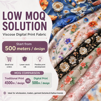 Tissu tissé 100 % rayonne imprimé numérique personnalisé 45s 100 g/m² à motif floral pour fabricants de vêtements, doux et respirant