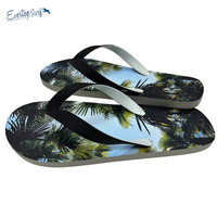 Tongs pour hommes imprimées palmiers personnalisées, séchage rapide, respirantes, confortables, pour la plage, décontractées, pour l'extérieur