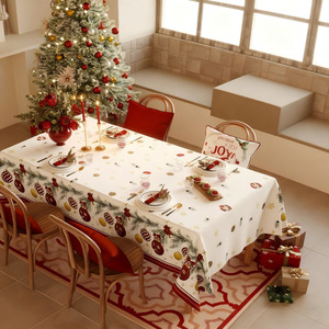 Mantel Rectangular Impermeable de Estilo Nórdico con Diseño de Copos de Nieve y Flores Estampadas en Piel de Durazno para Decoración Navideña - Product Image 4