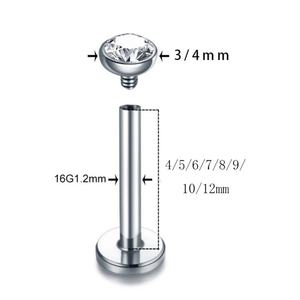 Zoryn Wholesale F136 Diamond-inlaid Zircon Lip/Nose/Ear Bone <b>Studs</b> <b>Titanium</b> Alloy Gold Plated Unisex Labret Internal Thread - Product Image 2