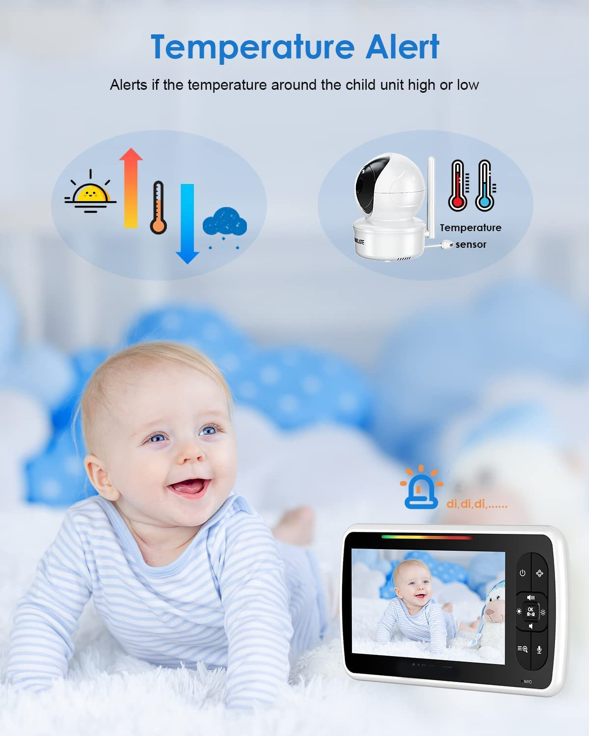 5 inch cheap hot selling good quality smartree baby home camera, baby monitor camera