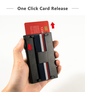 Slim RFID Blocking Aluminum Card Holder Pop Up Credit Card <b>Wallet</b> Elastic Strap <b>Metal</b> Card Case for Travel Business - Product Image 2