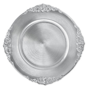 <span class=keywords><strong>Assiette</strong></span> de Présentation Dorée et Argentée Sculptée de 13 Pouces, Réutilisable, en Plastique, pour Maison, Restaurant, Hôtel, Mariage, Fête, Dîner - Product Image 5