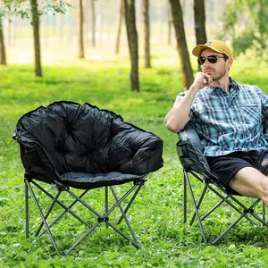 Woqi katlanır yastıklı ay daire yuvarlak sandalye açık kamp yürüyüş balıkçılık kamp sandalyesi
