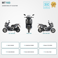 Scooter à essence 150 cm³ 4 temps refroidi par eau EURO 5, injection électronique BOSCH, 10,5 kW, vitesse maximale 95 km/h, réservoir de carburant 11 L, cyclomoteur à essence