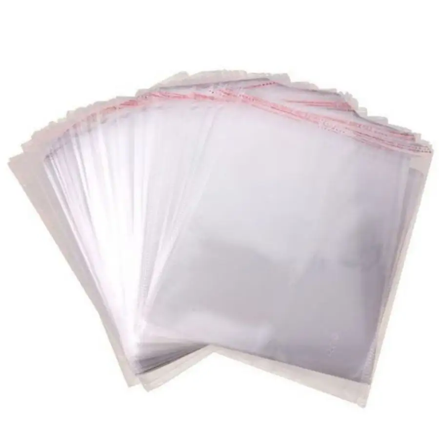 Embalagem plástica de celofane transparente, sacos estampados personalizados de plástico opp celofane com sacos auto-adesivos transparentes para vedação