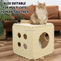 Casa para Gatos Desmontable de Fieltro con Diseño de Dados, Multicolor, Interactiva, Tipo Cueva y Túnel, Juguete para Mascotas