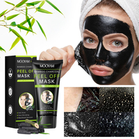 Masque facial à peler au charbon de bambou OEM Nettoyage en profondeur Rétrécissement des pores Dissolvant de points noirs Marque privée Masque à décoller MOOYAM