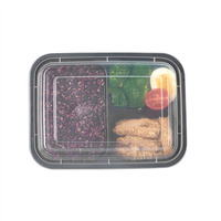 Plateau en PP cornue Récipients à emporter écologiques micro-ondables Plateaux alimentaires jetables en cornue en PP avec couvercles