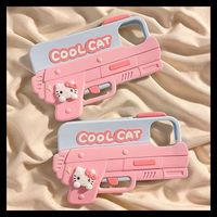 Focus 3D dessin animé chat pistolet silicone antichoc accessoires de téléphone portable étui pour iPhone 11 12 13 14 15 Pro Max