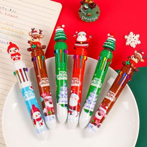 Cartoon Christmas Ten-Color Plastic Pens Creative Journal Colorful Student 10-Color Ballpoint Pens Cute Christmas Gifts Buyable - Product Image 3