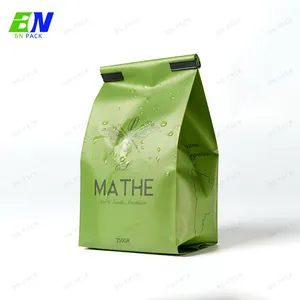 Bolsa de fuelle con cremallera y fondo plano, bolsa de café molido para frijoles, embalaje de té con lazo de estaño
