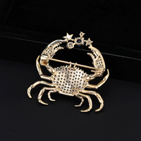 Broche en zircon haut de gamme XILIANGFEIZI en forme de petit crabe, accessoire de mariage créatif et personnalisé unisexe pour vestes de costume