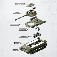1421 pièces – Blocs de construction Char lourd soviétique IS-3 – Kit de modèle de véhicule blindé militaire – Briques historiques de l'armée – Jouet de collection – Cadeau