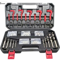 Kit de réparation de filetages OEM 131 pièces, comprenant tarauds, forets et outils manuels autotaraudeurs en acier allié nickel-chrome, avec mallette de rangement rigide