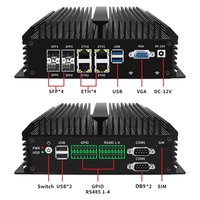 Mini PC industriel sans ventilateur Ordinateur de bureau Atom C3758 4x10G SFP+ 4*LANs 4x Phoenix RS485 COM 2xDB9 RS232/485 COM Mise sous tension automatique