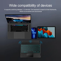 Nouveau pour Tab S7 11 pouces, clavier en cuir fin avec pavé tactile rétroéclairé RGB sans fil, porte-stylo et 7 couleurs