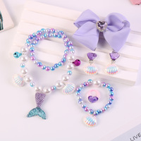 Ensemble collier, bracelet et boucles d'oreilles pour enfants sur le thème de la mer - Cadeau idéal pour la Journée des enfants