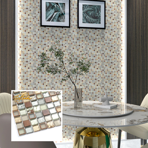 Vintage Retro Glass Mosaic Wall Tiles Modern Design Copper Trim for Bath Kitchen <strong>Background</strong> Facade Covering Elevation Accent - Product Image 2
