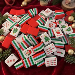 Luxury Christmas Red Acrylic Mahjong 160 Pieces Set Portable Outdoor <b>Entertainment</b> Gift American Artwork - Product Image 4