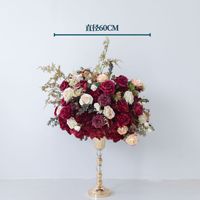 K87 Burgunderrot Rosa Künstliche Rosenblumen-Kugel Dahlie Rosen-Tischdekoration Eukalyptus Hochzeitstisch Seidenblumen-Arrangement Deko