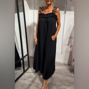 เดรสผ้าฝ้ายลินินพิมพ์ลายเสือดาวแบบลำลองสำหรับผู้หญิงรุ่นใหม่ขายดีที่สุด พร้อมกระเป๋าและดีไซน์แบบไร้สาย - Product Image 3