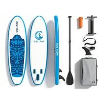 Planche de paddle gonflable tout-terrain de qualité allemande OEM, 305*81*15CM, matériau EVA/PVC, système à 3 ailerons, écologique