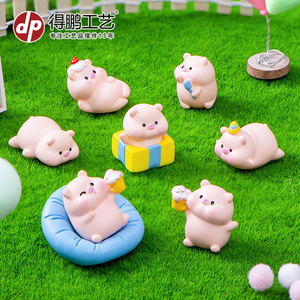 Figurines de cochon miniatures en résine, lot multi-pièces, décoration d'anniversaire, ornement de bureau pour salon - Product Image 3
