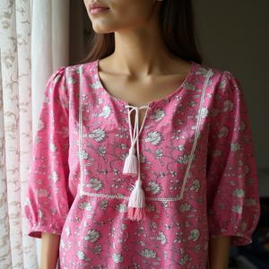 Venta al por mayor, túnica corta informal estampada para mujer, Kurti Top, elegante, ligera, moda étnica, suministro a granel - Product Image 2