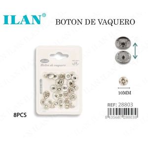 Bottoni a pressione Ilan da 10 mm in metallo stile cowboy, 8 pezzi per jeans - Product Image 3