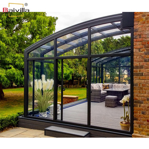 Diseño Innovador <span class=keywords><strong>de</strong></span> Terraza Acristalada con Techo Curvo Deslizante y <span class=keywords><strong>Plegable</strong></span> <span class=keywords><strong>de</strong></span> Aluminio, Invernadero con Techo <span class=keywords><strong>de</strong></span> Arco, Terraza Acristalada Retráctil, Cubierta Retráctil para Piscina - Product Image 5