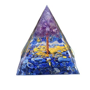 <b>Crystal</b> <b>Tree</b> Pyramid Amethyst Lapis Lazuli 5cm Feng Shui Desk Ornament Resin Epoxy Craft Lighted Gift - Product Image 5