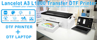Paquete de Impresora DTF A3 L1800 de un Solo Cabezal, Kits de Impresión CMYK+W 110/220V con Cortador, Horno, Consumibles y Laptop
