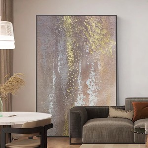 Hand Painted Oil Painting Abstract Art <b>Gold</b> <b>Frame</b> Rectangle Entryway Wall Hanging Light Luxury Sandstone Texture Decorative - Product Image 2
