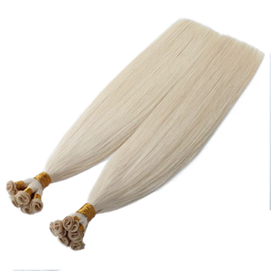 ผมต่อแบบแฮนด์ไทด์ รัสเซีย เกรดพรีเมียม แท้ 100%  แบบดับเบิ้ลดรอน สีบลอนด์หรูหรา - Product Image 5