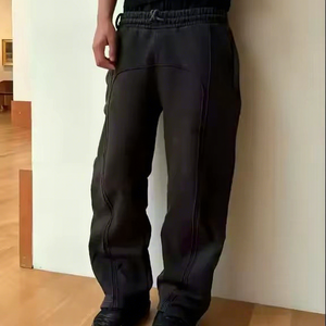 HANO 2024 Nuevos pantalones de lona para mujer con costuras de lazo ODM, cintura media elástica, con cordones, no tejidos, transpirables, impermeables, de pierna recta - Product Image 1