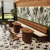 Moderner Stil Massivholz-Rattan Café-Stuhl-Tisch-Kombination für Milchtee-Dessert-Restaurants und Westliche Fast-Food-Restaurants