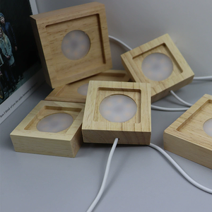 Modern 3D LED Night <strong>Light</strong> Base Square Wooden Base Warm White USB 5V Switch Cable for Bedroom <strong>Table</strong> Lamp - Product Image 1