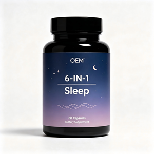 Cápsulas OEM 6 en 1 para el Sueño con Melatonina, Magnesio Glicinato, Teanina, B6, 5-HTP, GABA, Suplemento para un Sueño Profundo y Relajante - Product Image 1