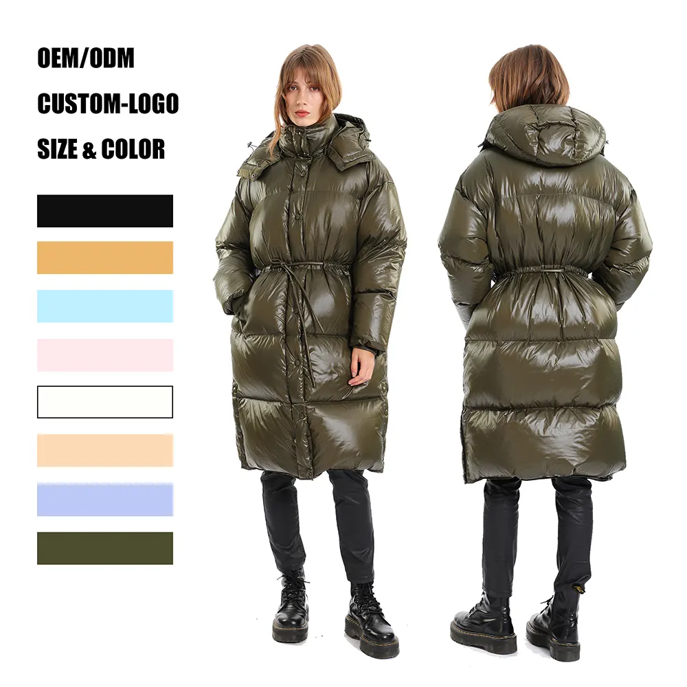 Manteaux à capuche détachables personnalisés, veste longue d'hiver pour femmes, vente en gros
