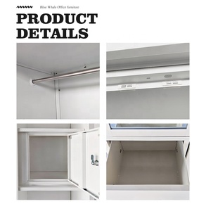 Armario de Almacenamiento <span class=keywords><strong>con</strong></span> <span class=keywords><strong>Espejo</strong></span>, 3 Puertas Batientes, <span class=keywords><strong>con</strong></span> Cajones, Armario de Hierro, Armario Metálico, Impresión de Patrones Personalizados, Armario de Acero - Product Image 5