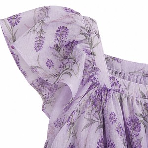 Vestido Maxi de Talla Grande con Estampado Floral, Cuello Cuadrado y Mangas con Volantes, Estilo Provenzal, 120GSM, Viscosa Voile, OEM 1X-5X - Product Image 2