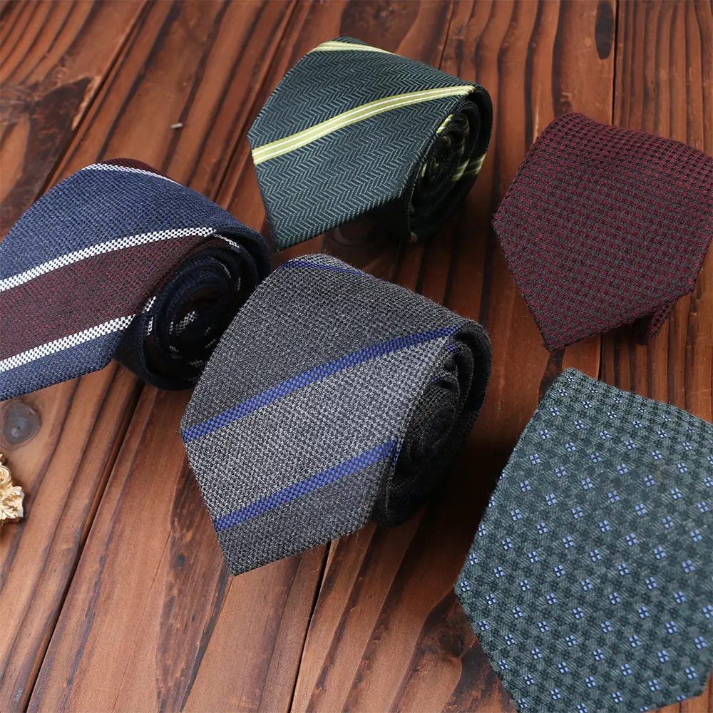 Men's formal 7cm polyester cotton striped hand tie business Necktie