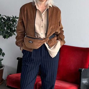 Marsupio in Velluto a Coste Color Caramello con Logo Personalizzato per Donna - Product Image 2