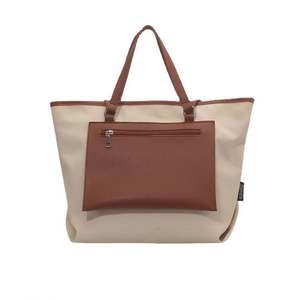 Bolsa de Compras de Lona Personalizada de Fábrica AUTON, Bolsa de Hombro Individual para Mujer con Cremallera y Correa de Hombro, Estampado de Letras - Product Image 1