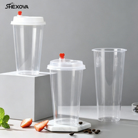 Nouveauté 2024 – Gobelets en plastique transparent à paroi simple, écologiques, avec motifs de logo imprimés, 500 ml/700 ml, pour Bubble Tea, jus et sodas – Vente en gros