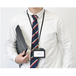 Work <b>ID</b> Card <b>Holder</b>, Korean Style Trendy PU Leather Badge Card <b>Holder</b>, Lanyard Pen <b>Holder</b>, Access Card <b>Holder</b>, Business Card - Product Image 2
